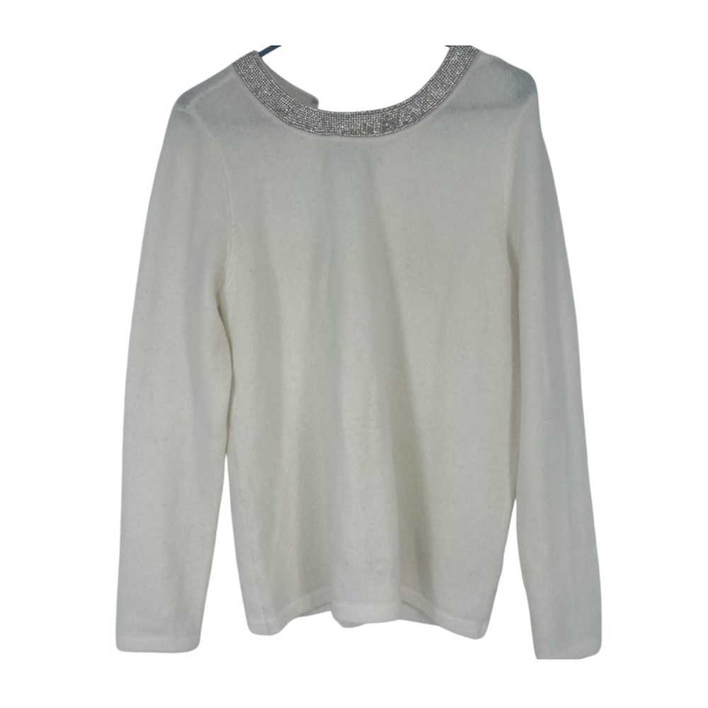 HALOGEN SWEATER CREWNECK Rhinestones Longselve fluffy Size M